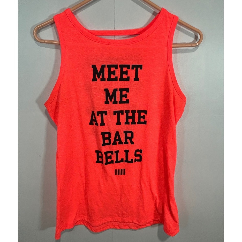 Victoria's Secret VSX Sport Tank Top XS Neon Orange Meet me at the Bar Bells